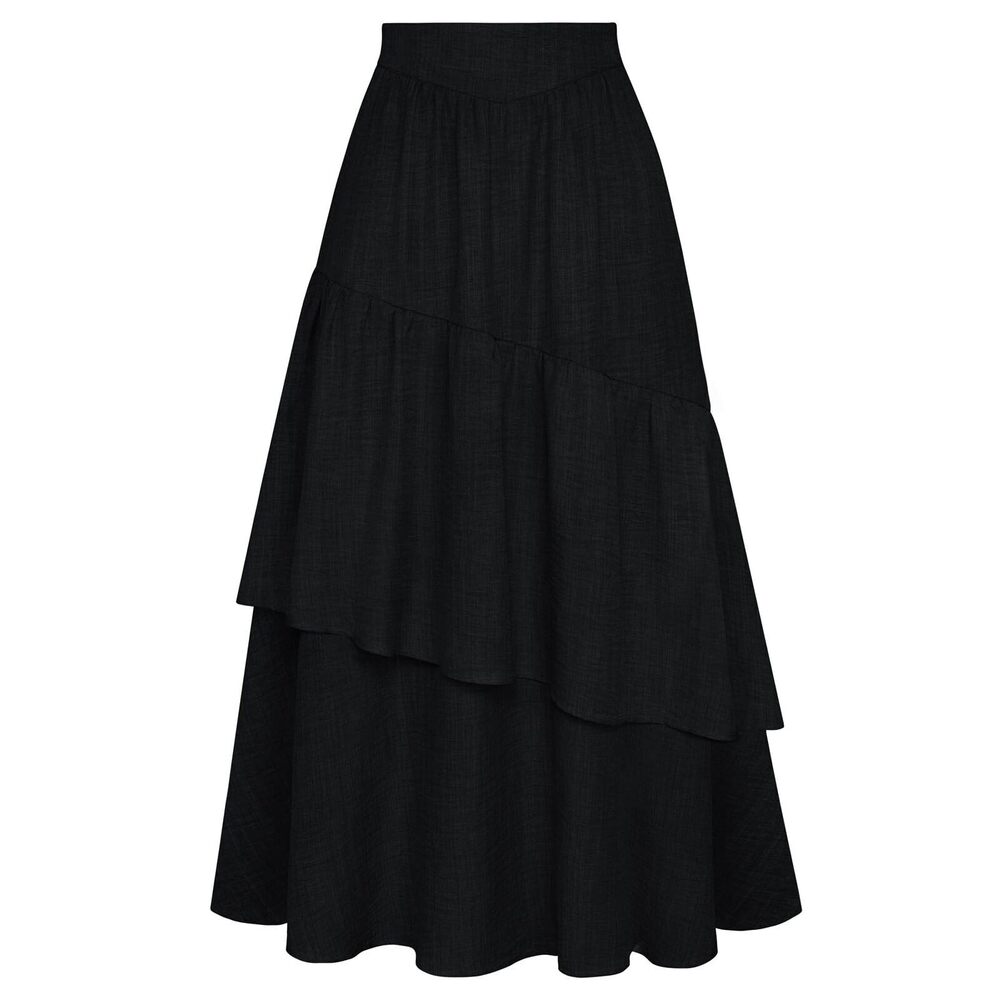 9830 Tiered Long Skirt Black Gothic Skirts Victorian Renaissance Skirts
